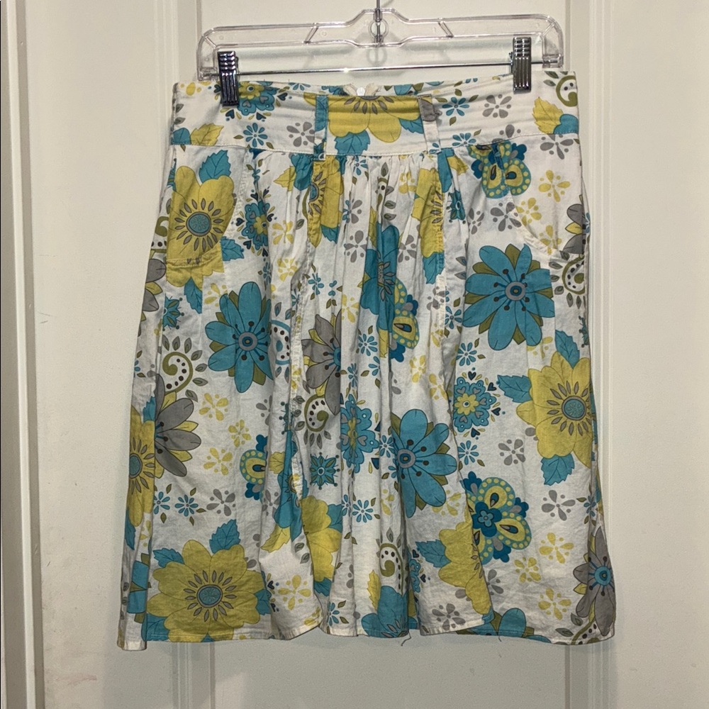 dELiA*s Blue and Yellow Floral A-Line Skirt vintage Y2K